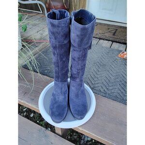 Naturalizer Kailyn 6.5W Womens Knee-High Suede Boots In Navy Blue With Side Zipp